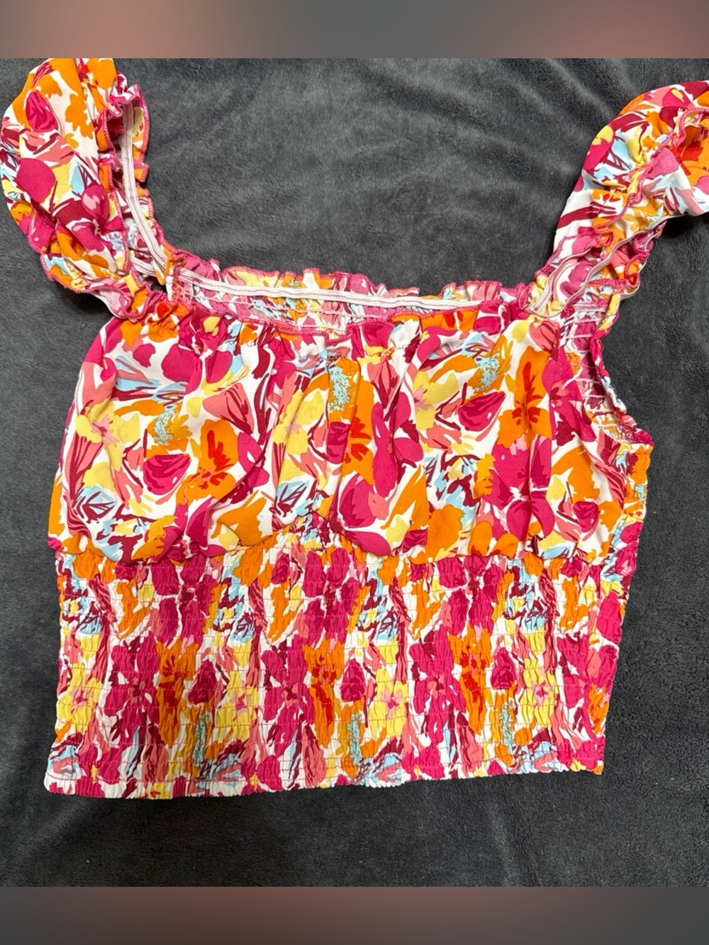 Smocked Multicolor Floral Tube Top - Size M